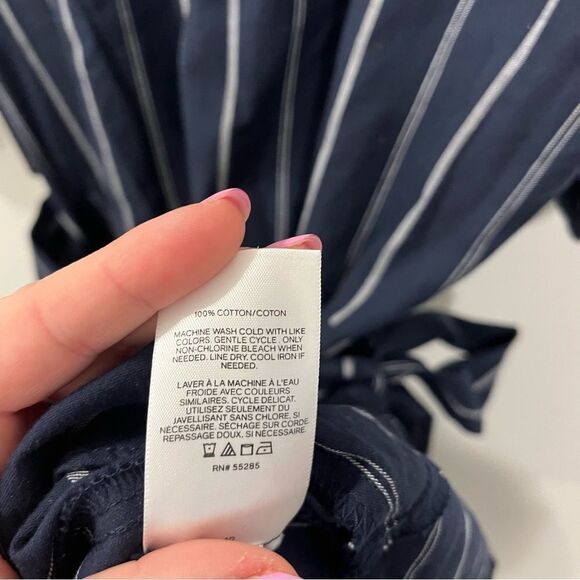 Express New, Ruffle Sleeve, Blue with White Stripe Size Large Wrap Dress - Picture 8 of 14